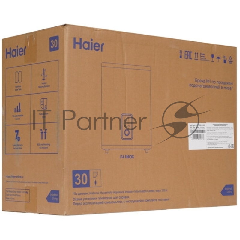 Водонагреватель Haier ES30V-F4 INOX 2кВт 30л электрический настенный/белый