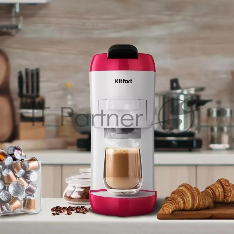 Кофемашина Kitfort КТ-7405 1450Вт белый/красный