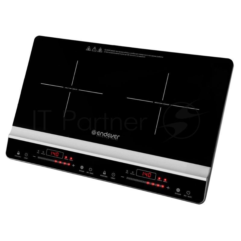 Плитка электрическая индукционного типа с двумя конфорками ENDEVER Skyline IP-66, черный, мощность 1800 Вт+1300 Вт, диаметр посуды 12-26 см, 2 шт/уп