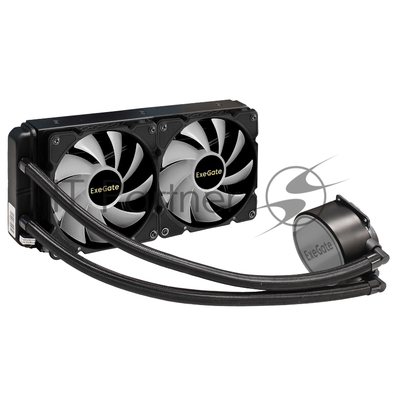 Система водяного охлаждения ExeGate EX293458RUS BlackWater-240.PWM.ARGB черный 120мм алюминий 2000rpm 27db 4-pin 220W