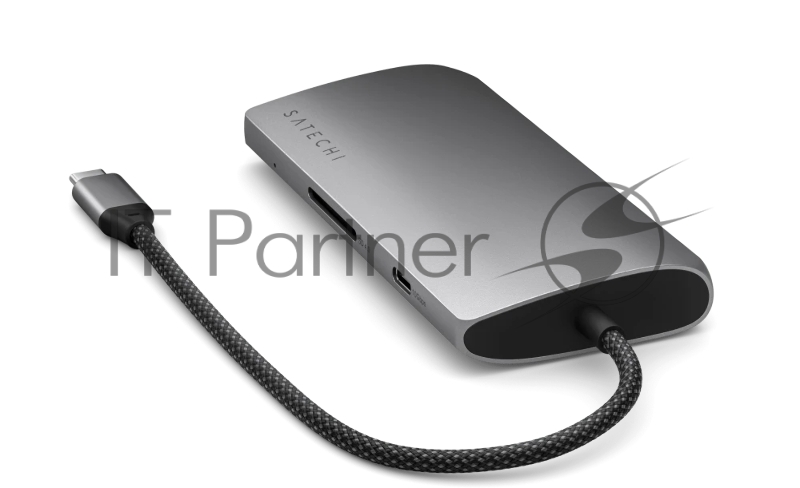 USB-хаб Satechi USB-C Multiport Adapter 8K With Ethernet V3 (5xUSB Type-C, HDMI, RJ-45, SD), Серый космос Док-станция ST-P8KEM