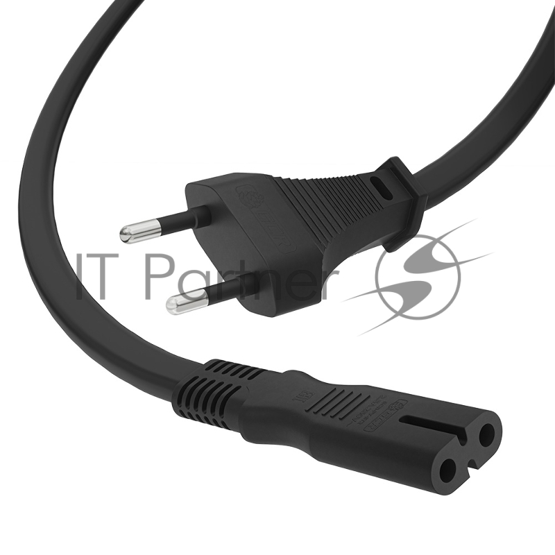 Кабель питания GCR CEE 7/16 / IEC C7, 2*0,5mm, 1.0m черный