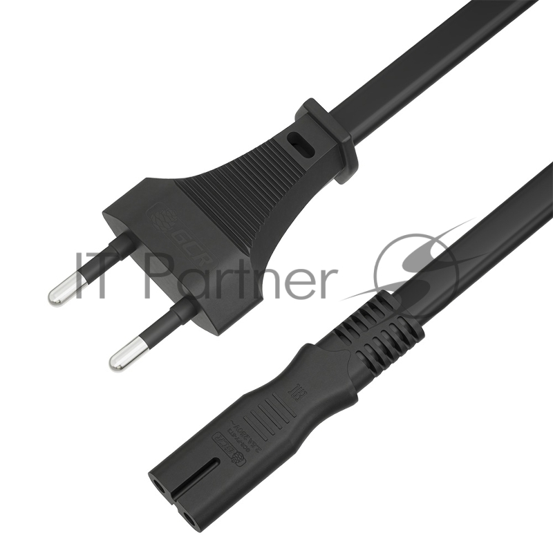 Кабель питания GCR CEE 7/16 / IEC C7, 2*0,5mm, 1.0m черный