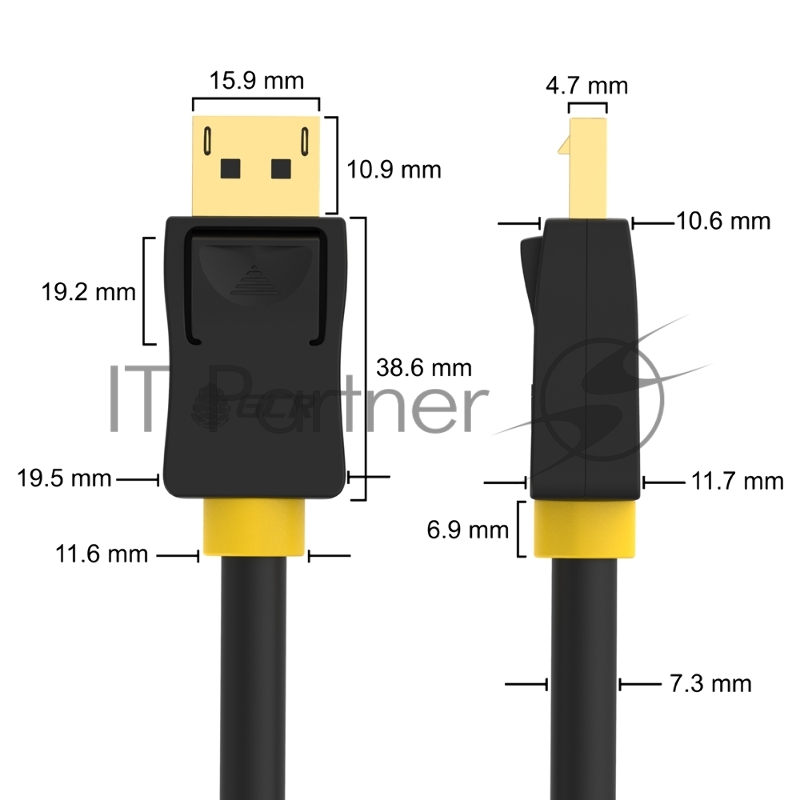 Кабель GCR PROF 1.5m DisplayPort v1.4, 8K 60Hz, 4K 165Hz, черный, ферритовые кольца