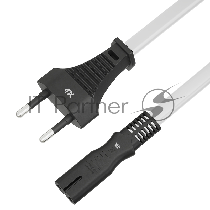 Кабель питания 4PH 2.0m, плоская вилка - C7, белый, черные коннекторы, 2*0,5mm, 4PH-R90372