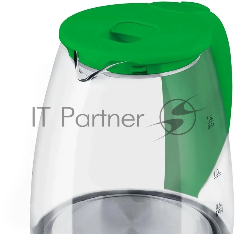 Чайник Blackton Bt KT1800G Green. Мощность: 1500 Вт / Максимальный объем: 1.8 л / Материал корпуса: Стекло / Длина электрошнура: Около 0.8 м / Внутренняя подсветка: Да, синяя