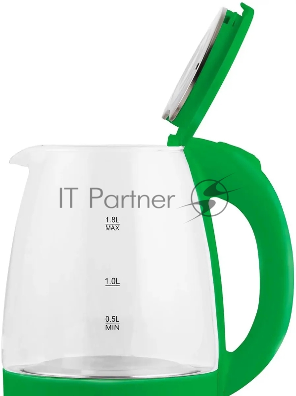 Чайник Blackton Bt KT1800G Green. Мощность: 1500 Вт / Максимальный объем: 1.8 л / Материал корпуса: Стекло / Длина электрошнура: Около 0.8 м / Внутренняя подсветка: Да, синяя
