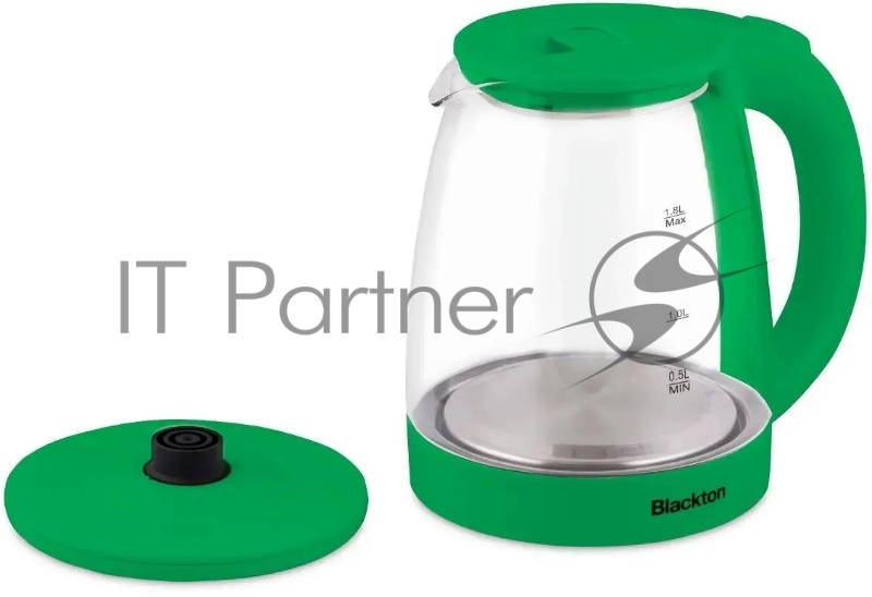 Чайник Blackton Bt KT1800G Green. Мощность: 1500 Вт / Максимальный объем: 1.8 л / Материал корпуса: Стекло / Длина электрошнура: Около 0.8 м / Внутренняя подсветка: Да, синяя