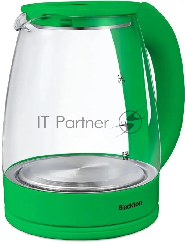 Чайник Blackton Bt KT1800G Green. Мощность: 1500 Вт / Максимальный объем: 1.8 л / Материал корпуса: Стекло / Длина электрошнура: Около 0.8 м / Внутренняя подсветка: Да, синяя