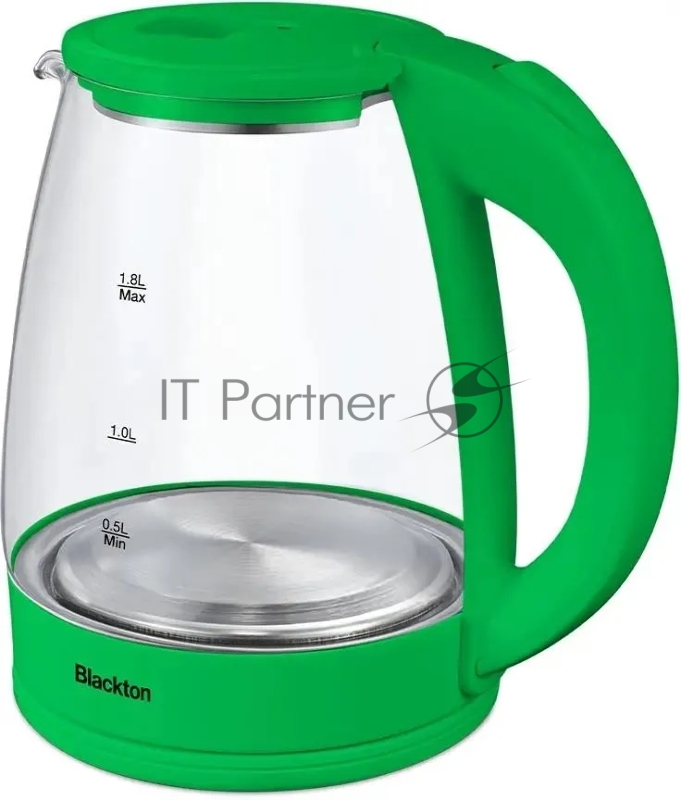 Чайник Blackton Bt KT1800G Green. Мощность: 1500 Вт / Максимальный объем: 1.8 л / Материал корпуса: Стекло / Длина электрошнура: Около 0.8 м / Внутренняя подсветка: Да, синяя