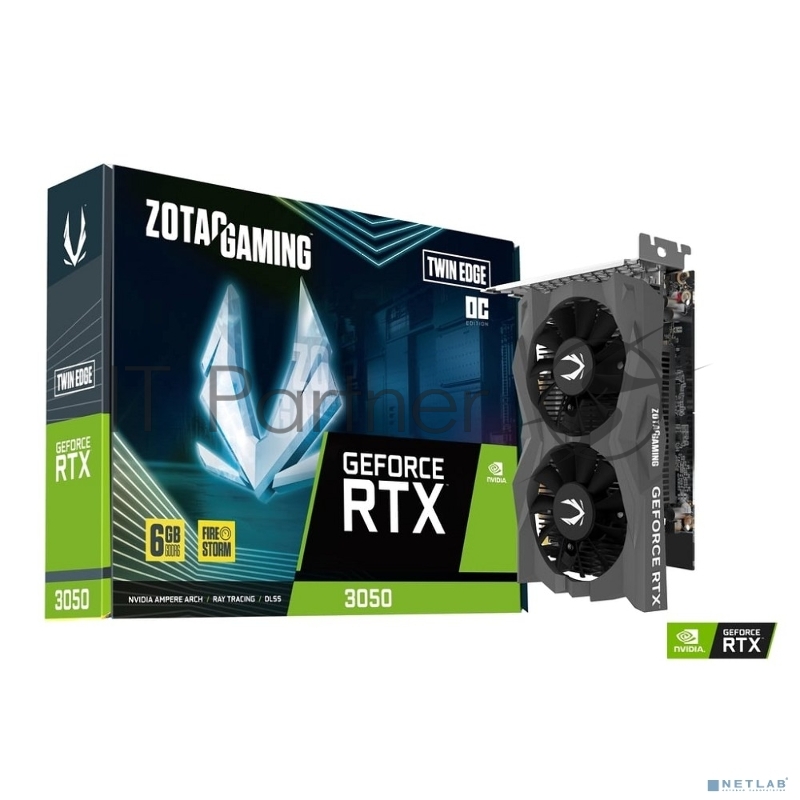 Видеокарта Zotac PCI-E 4.0 RTX 3050 TWIN EDGE OC NVIDIA GeForce RTX 3050 6Gb 96bit GDDR6 1477/14000 HDMIx1 DPx3 HDCP Ret