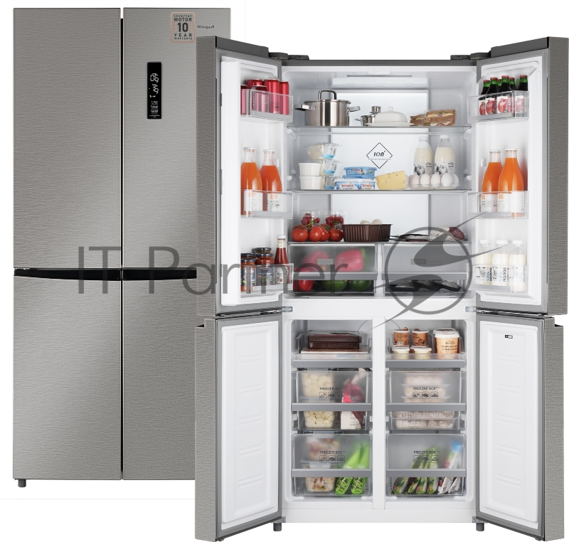 Холодильник Weissgauff WCD 450 INVERTER белый трехкамерный side-by-side 286/141л морозилка снизу