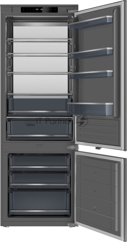 Встраиваемый холодильник Weissgauff WRKI 1970 INV. INOX нержавеющая сталь, 341л, морозилка снизу