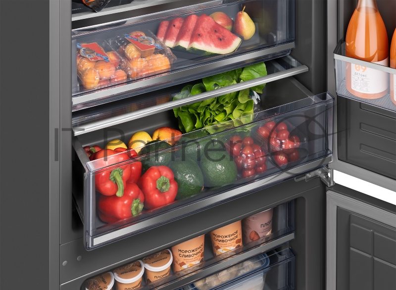 Встраиваемый холодильник Weissgauff WRKI 1970 INV. INOX нержавеющая сталь, 341л, морозилка снизу