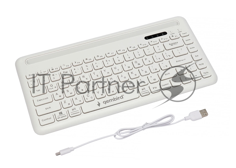 Беспроводная клавиатура Gembird KBW-8, 84кл, подставка для телефона, BT 5.1, белая