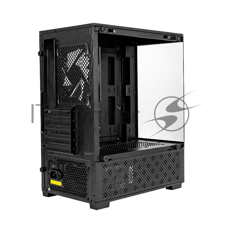 Корпус Minitower ExeGate i3 SEA (mATX, БП 800NPX, 2*USB+1*USB3.0, HD аудио, черный, 1 вент. 12см с RGB подсветкой, передняя и боковая панели - закаленное стекло)