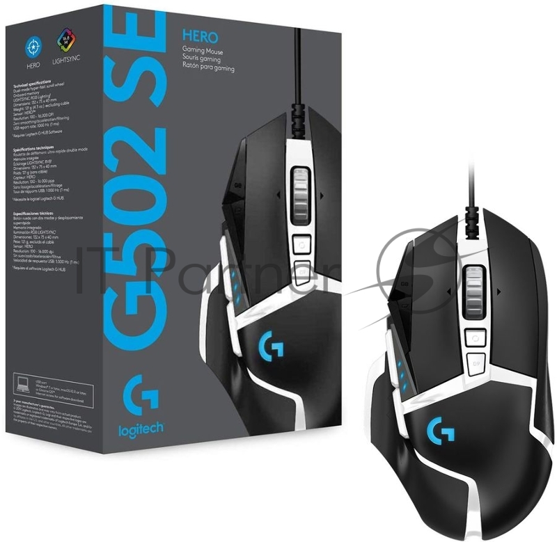 Мышь Logitech G502 SE HERO Corded Gaming Mouse <USB, Black/White, EWR2, Retail> 910-005730