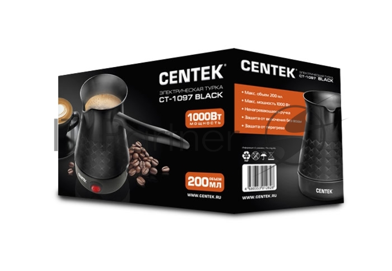 Электрическая турка Centek CT-1097 Black, 200 мл, 1050 Вт.