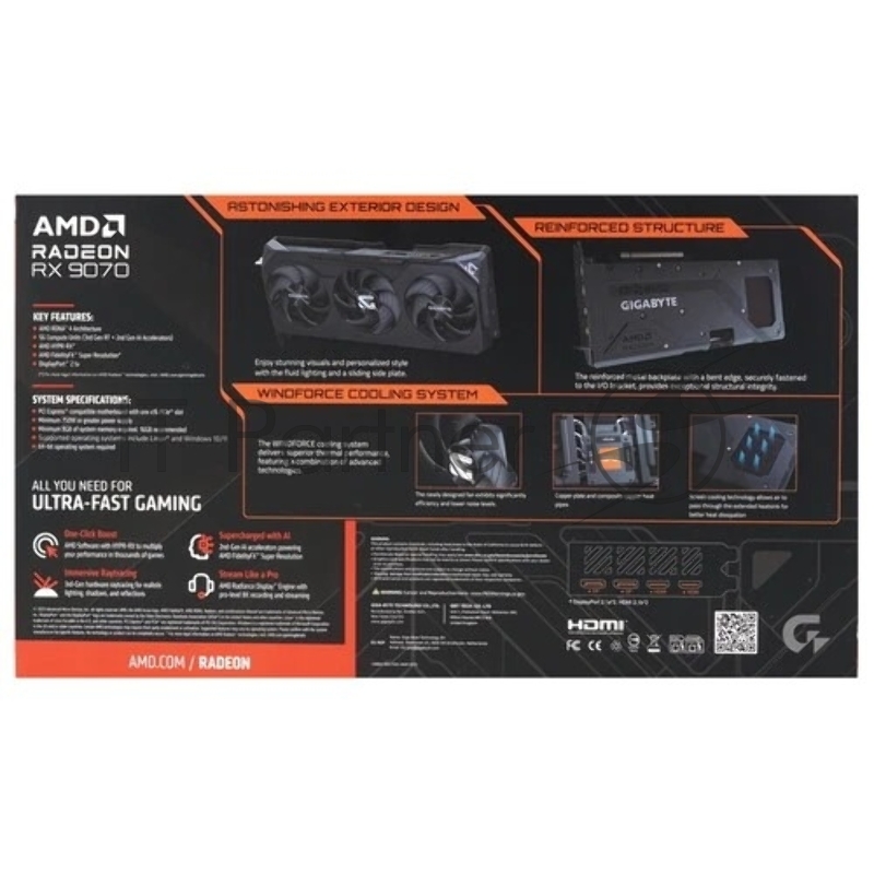 Видеокарта Gigabyte PCI-E AMD Radeon RX 9070 GAMING OC-16GD (GV-R9070GAMING OC-16GD)