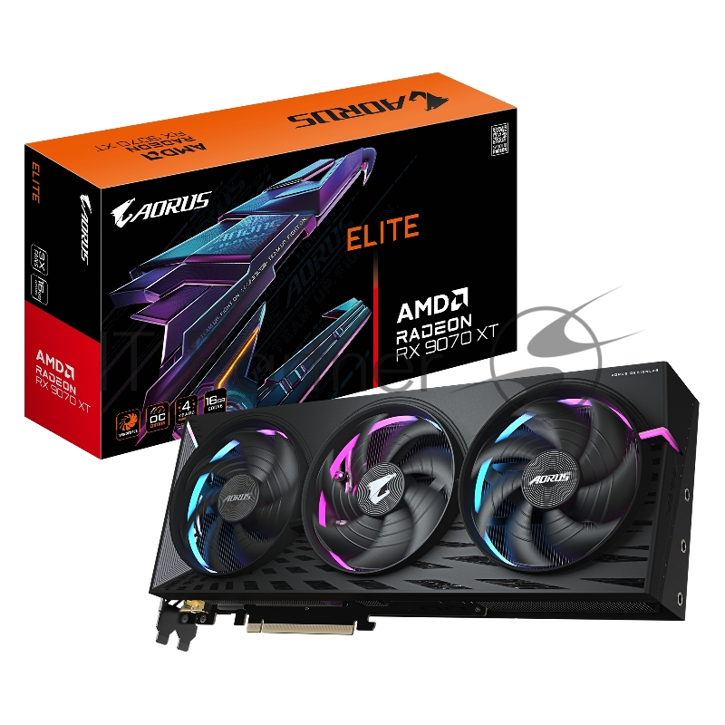 Видеокарта Gigabyte PCI-E GV-R9070XT AORUS E-16GD 1.0 AMD Radeon RX 9070XT 16Gb 256bit GDDR6 2175/20000 HDMIx2 DPx2 HDCP Ret