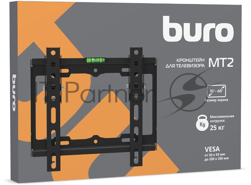 Кронштейн для телевизора Buro MT2 черный 15-48 макс.25кг настенный наклон