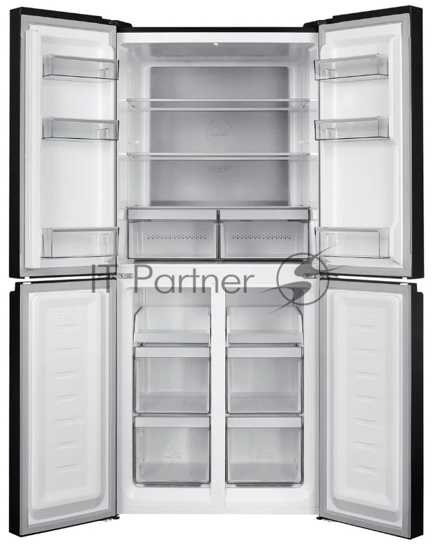 Холодильник HOTPOINT HFL4 522I XBR чёрный трехкамерный 266/160 л морозилка снизу, No Frost, Side by Side