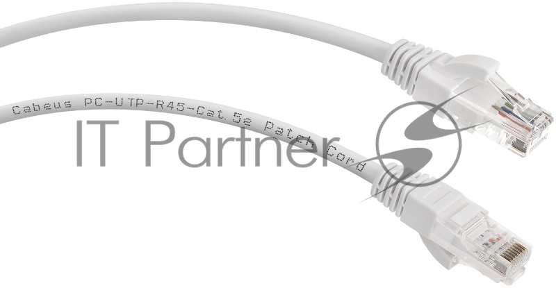 Шнур комм. Cabeus, кат. 5е, неэкр., U/UTP, RJ45/RJ45, PVC, AWG24, 1м, белый