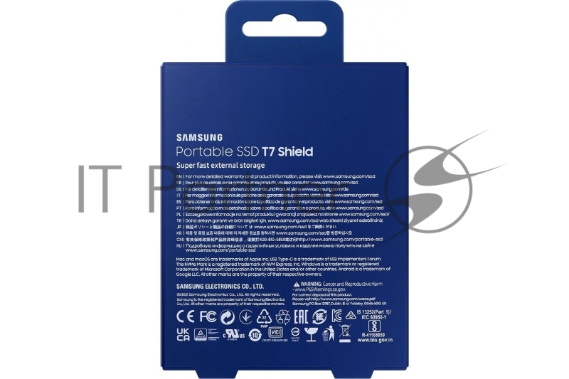 Внешний SSD External Samsung T7 Shield синий MU-PE2T0R/EU 2.0Tb (USB3.2 Gen2, up to 1050/1000Mbs, 3D TLC, 88х13х59mm, 98g)
