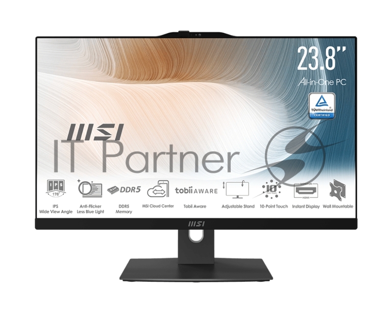 Моноблок/ MSI Modern AM242P 1M-1031XRU 23.8(1920x1080 (матовый) IPS)/Intel Core 5 120U(1.4Ghz)/8192Mb/512PCISSDG Graphics/Cam/BT/WiFi/war 1y/4.65kg/Black/noOS + Wireless KB+M