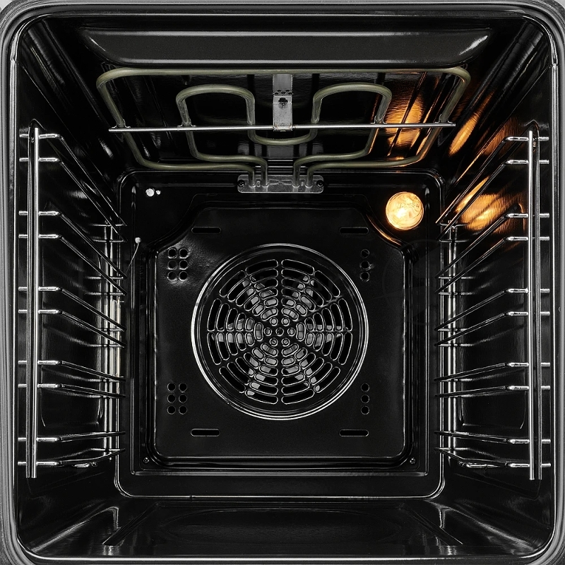 Встраиваемый духовой шкаф Monsher MOE 4563 Noir, электрический, High-Tech, объем 50 л, конвекция, гриль, 3 стекла в дверце, съемные стекла, съемная дверца, телескопические направляющие, цвет черный