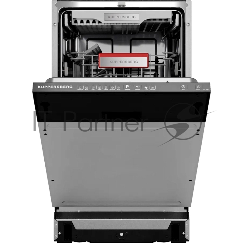 Встраиваемая посудомоечная машина Kuppersberg GGS 4535 High-Tech, 11 комплектов, 7 программ, 3 корзины, конденсационная сушка, луч на полу, частичная защита от протечек, индикатор отсутствия соли и ополаскивателя, отображение времени мытья, кнопочное
