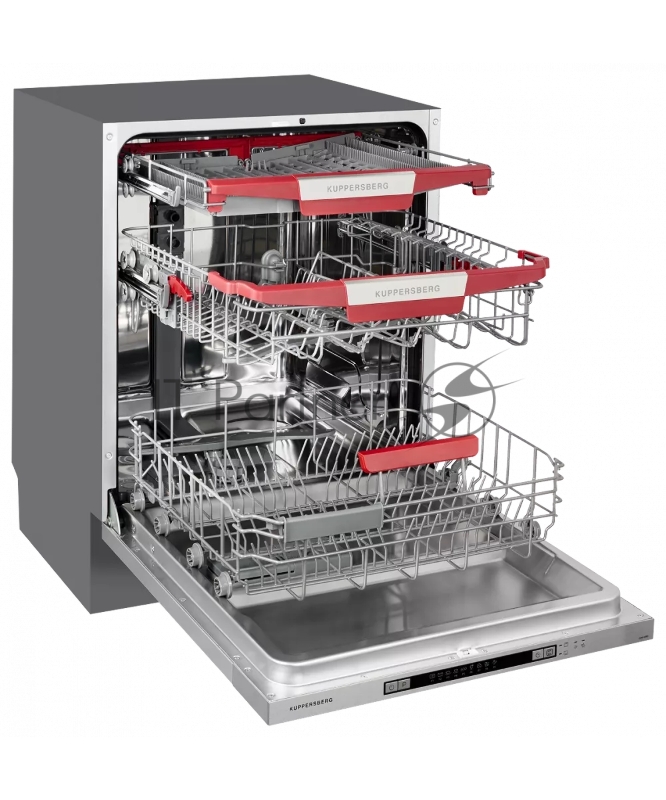 Встраиваемая посудомоечная машина Kuppersberg GLM 6080 Полноразмерная, 60 см, 14 комплектов, 7 программ, внутреннее освещение, автоматическое открывание дверцы, 3 корзины, луч на полу, уровень шума 49 дБ, А+++