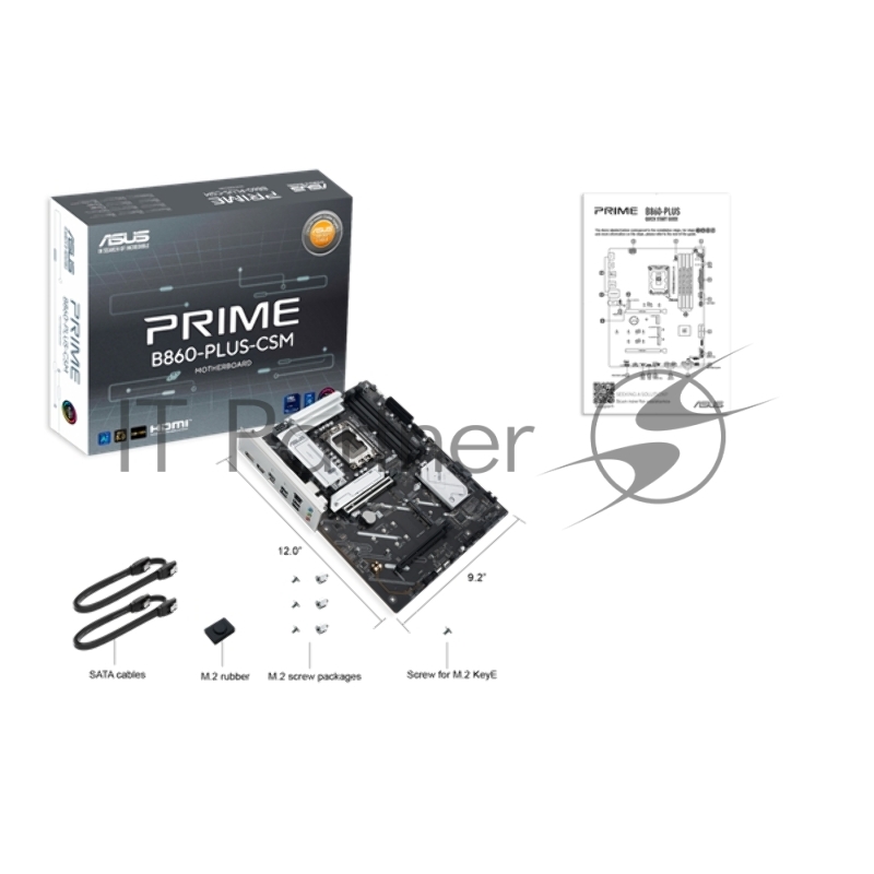 Материнская плана ASUS PRIME B860-PLUS-CSM, LGA1851, B860, 4*DDR5, 4*SATA, 2*M.2, 3*USB 3.2, 4*USB 2.0, Type-C, 5*PCIx16, DP+HDMI, ATX 90MB1KA0-M0EAYC
