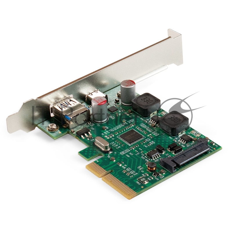 Контроллер ExeGate EXE-313-1A1C (PCI-E x4 v3.0, USB3.2 Gen2 1xType-A + 1xType-C ext., SuperSpeed+ скорость до 10 Гбит/с, разъем доп.питания, ASMedia Chipset ASM3142)