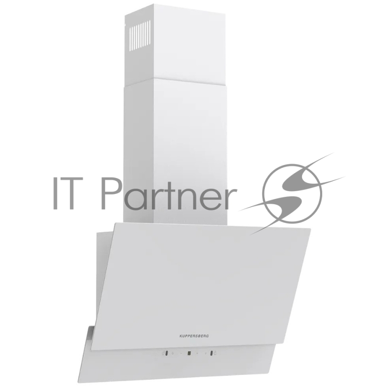 Наклонная вытяжка Kuppersberg F 603 W, 60 см, High-Tech, таймер, макс. производительность 850 м3/ч, 3 скорости, обратный клапан, сенсорное управление, дисплей, LED освещение, уровень шума 53 дБ, цвет белый