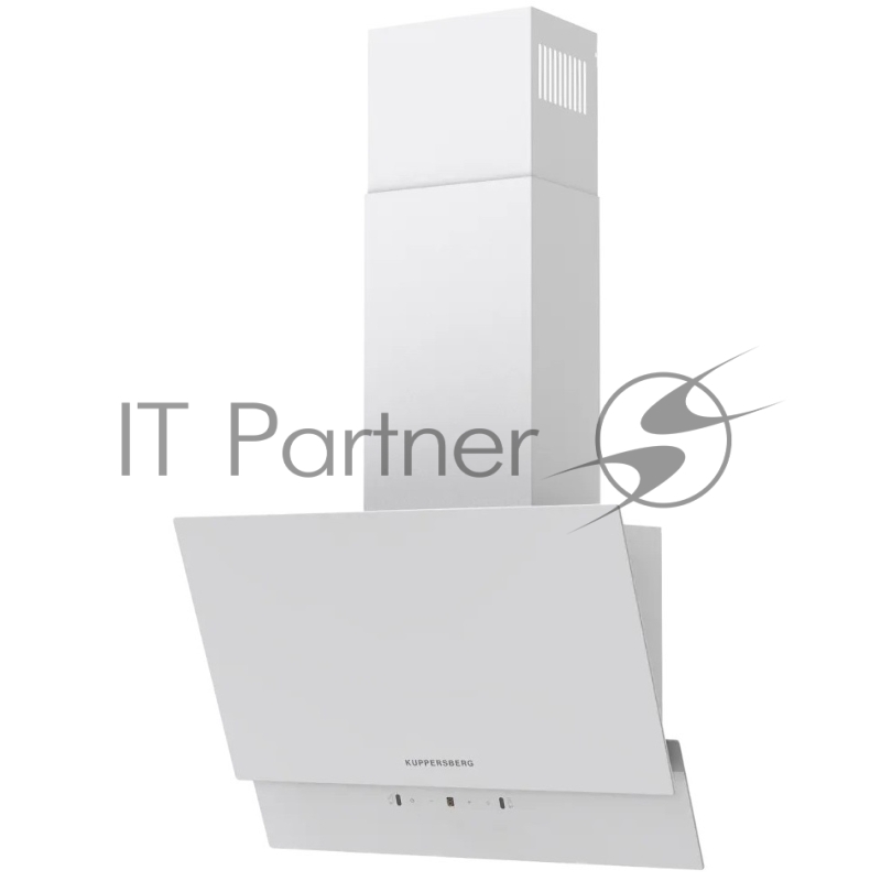 Наклонная вытяжка Kuppersberg F 603 W, 60 см, High-Tech, таймер, макс. производительность 850 м3/ч, 3 скорости, обратный клапан, сенсорное управление, дисплей, LED освещение, уровень шума 53 дБ, цвет белый