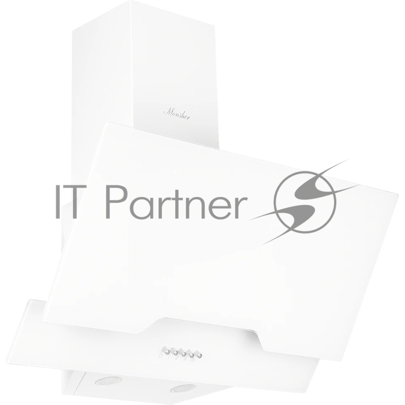 Наклонная вытяжка MONSHER LAVAL 60 Blanc, ширина 60 см, отвод/рециркуляция, 900 м3/час, электронноесенсорное управление, 3 скорости, светодиодное освещение 2*1 Вт, металлические жироулавливающие фильтры, угольный фильтр KM 102 (опция), цвет: белый ПР