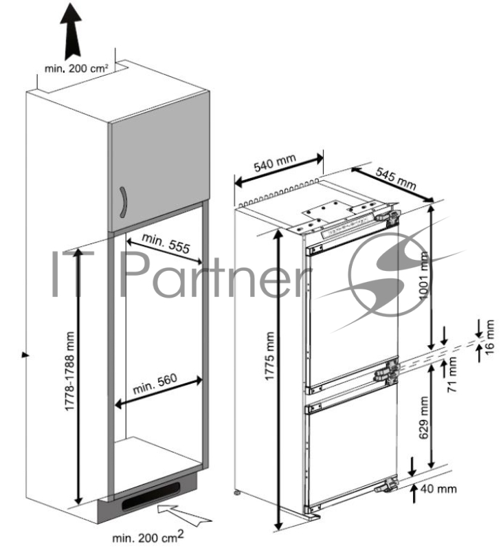 Встраиваемый холодильник Beko BCNA275E2S