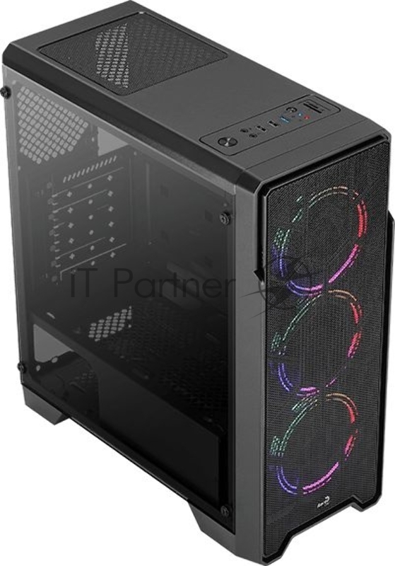 Компьютерный корпус Aerocool / Formula Ore Saturn FRGB-G-BK-v1 (2xUSB, 2xAudio, 0.5 мм,3x120 мм FAN, прозрачная стенка-закаленное стекло, ATX,