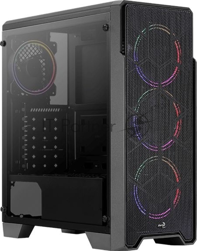 Компьютерный корпус Aerocool / Formula Ore Saturn FRGB-G-BK-v1 (2xUSB, 2xAudio, 0.5 мм,3x120 мм FAN, прозрачная стенка-закаленное стекло, ATX,