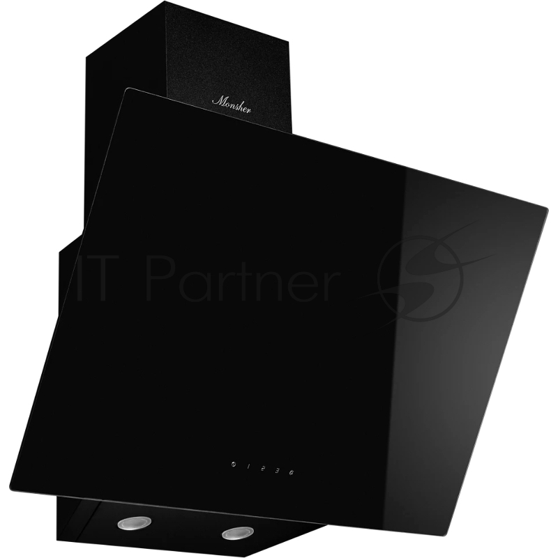 Наклонная вытяжка Monsher AMIENS 50 Noir, ширина 50 см, отвод/рециркуляция, 700 м3/час, сенсорное управление, 3 скорости, светодиодное освещение 2*1 Вт, металлические жироулавливающие фильтры, угольный фильтр KM 101 (опция), цвет: чёрный ПРОМО