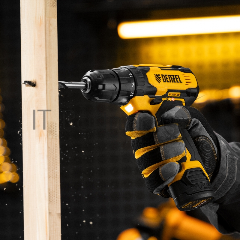 Дрель-шуруповерт аккумуляторная CDQ-12, Li-Ion, 12 В// Denzel