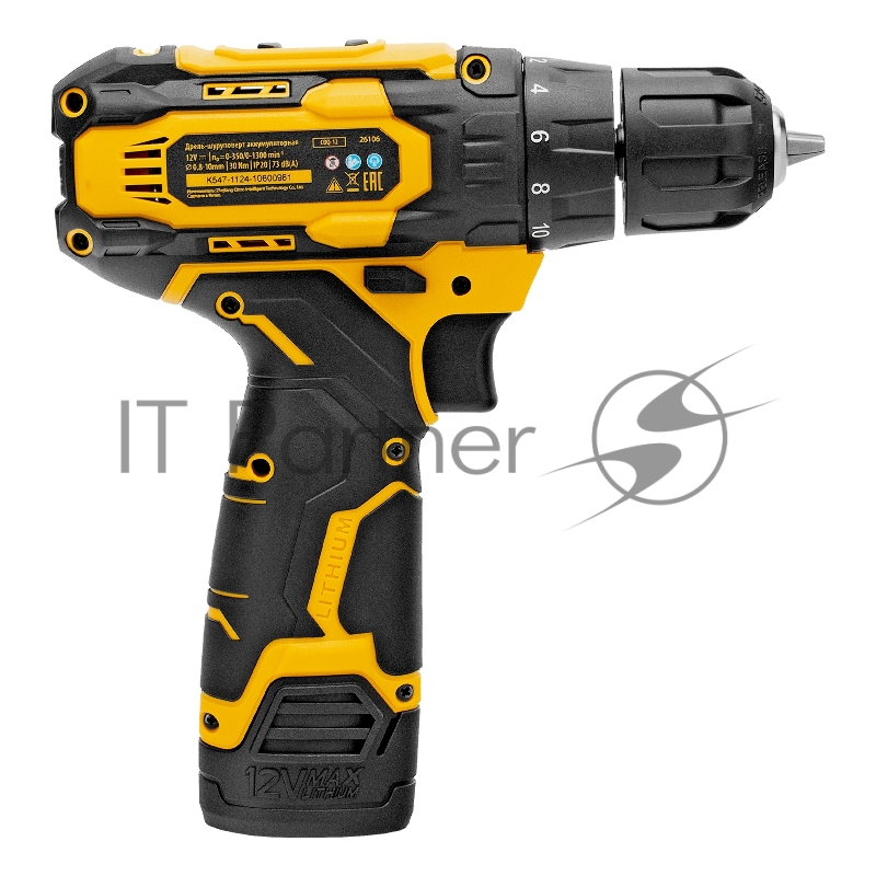 Дрель-шуруповерт аккумуляторная CDQ-12, Li-Ion, 12 В// Denzel