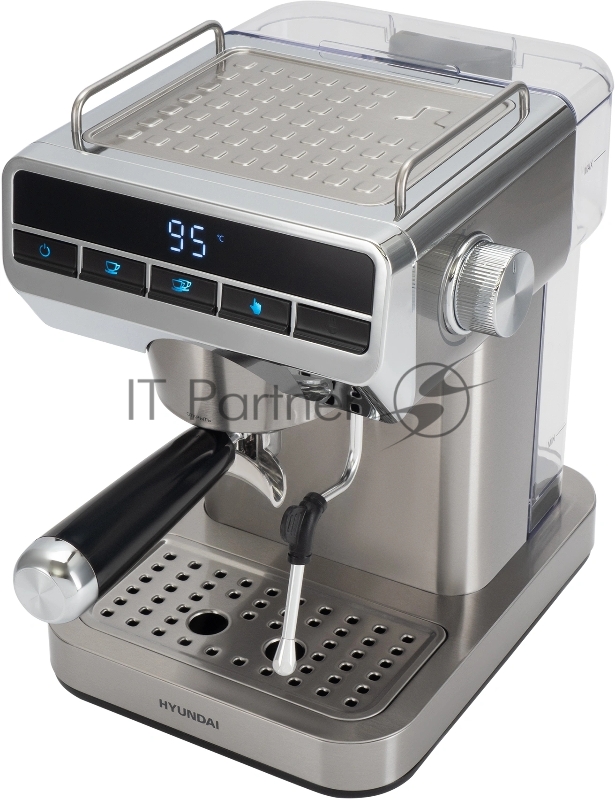 Кофеварка рожковая Hyundai HEM-4309 1350Вт серебристый/черный