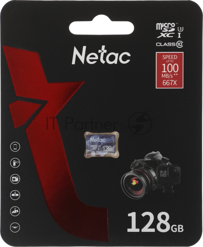 Флеш карта microSDHC 128GB Netac P500 ULTRA <NT02P500ULT-128G-S> (без SD адаптера) 100MB/s