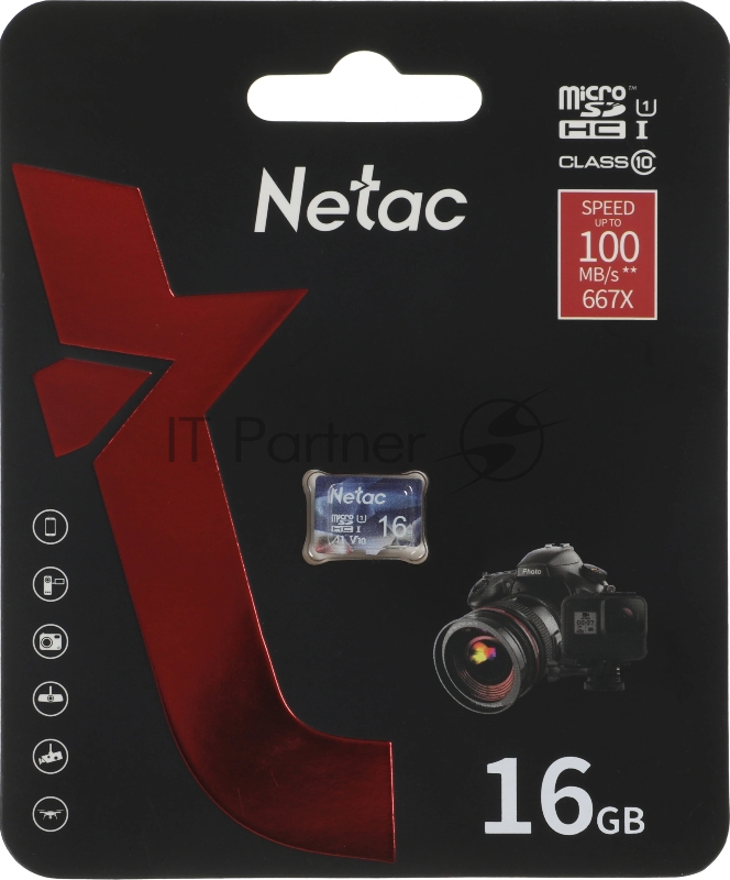 Флеш карта microSDHC 16GB Netac P500 ULTRA <NT02P500ULT-016G-S> (без SD адаптера) 100MB/s