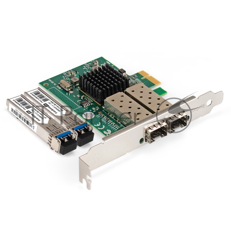 Комплект: Сетевой адаптер SFP ExeGate EXE-82576-F2 + Трансивер Single-Mode до 20км ExeGate EXT-1G-SM1310-LC2-20KM (EX296229RUS: PCI-E x1 v2.0, порты 2x SFP (10/100/1000Mb/s), Gigabit Server NIC Intel Chipset 82576-F2 + EX298328RUS: Tx:1310/Rx:1310 нм