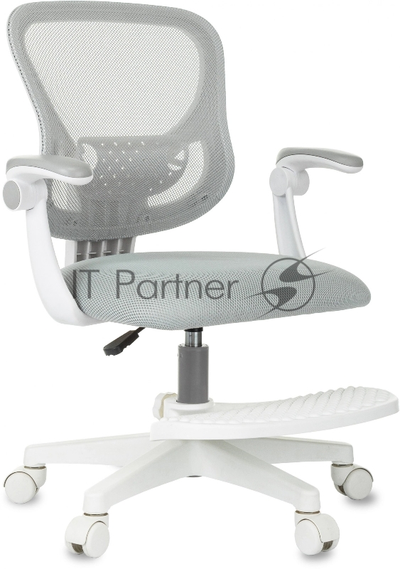 Кресло детское Бюрократ Burokids 3 серый крестов. пластик подст.для ног пластик белый