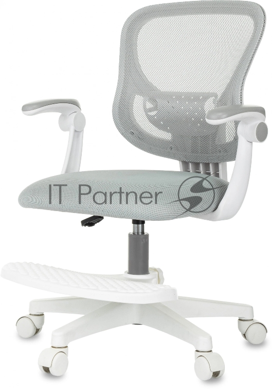 Кресло детское Бюрократ Burokids 3 серый крестов. пластик подст.для ног пластик белый