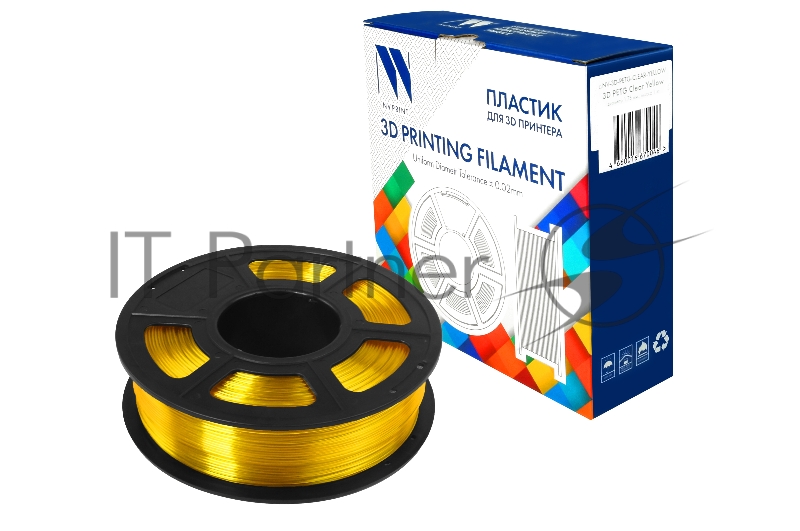 Филамент NVPRINT PETG Clear Yellow Прозрачно-желтый для 3D печати диаметр 1.75мм масса 1 кг